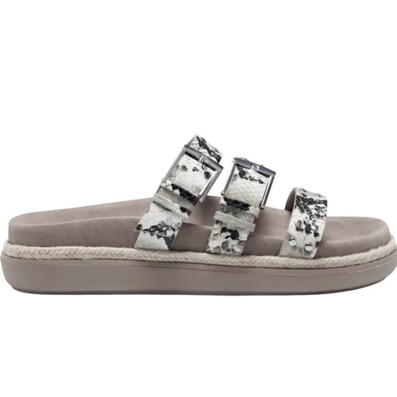 Vince Camuto Ciandra Tan Slide Sandal Size 8 Snake Print Leather Adjustable New - Picture 3 of 9